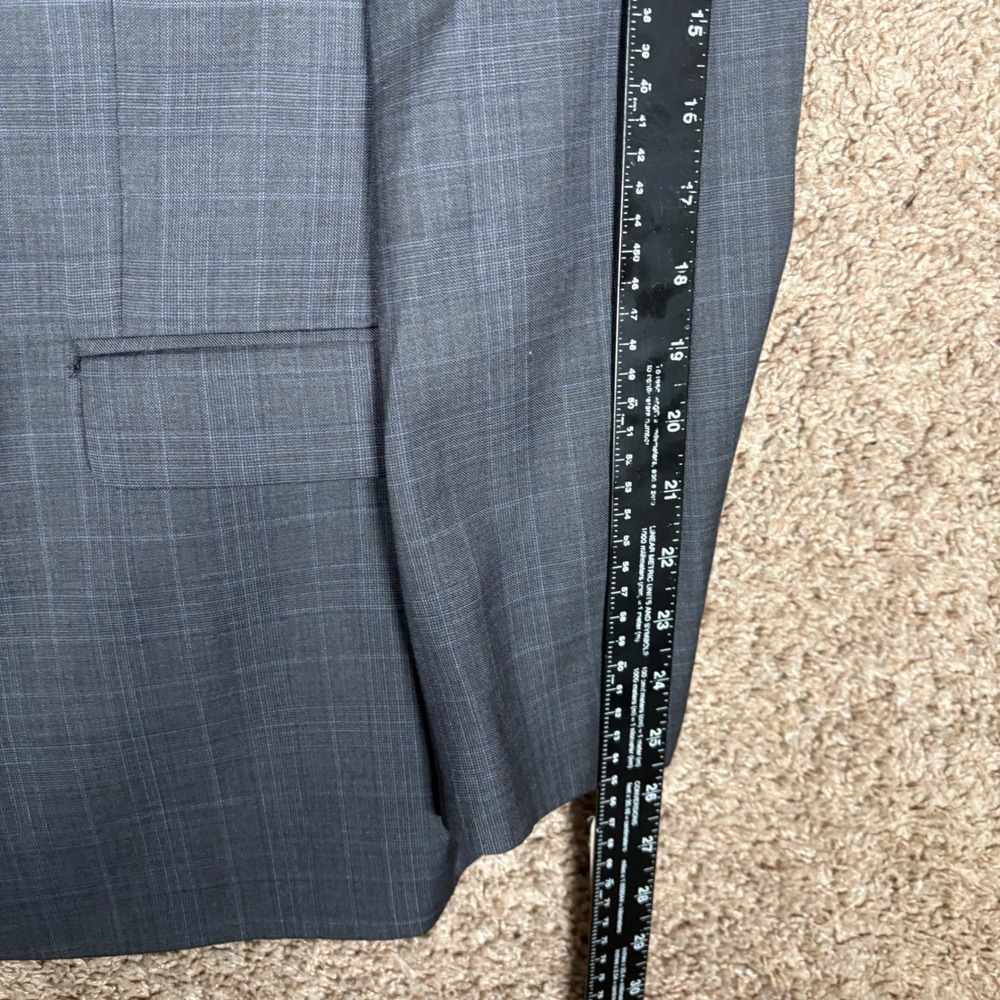 Lauren Ralph Lauren Mens 44R Suit 36x32 Charcoal Grey Blue Glen Plaid Wool Blend - Picture 6 of 16